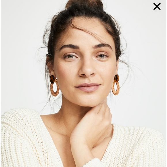 New Handmade Earrings Marble Wood Rattan Ivory - Picture 7 of 9